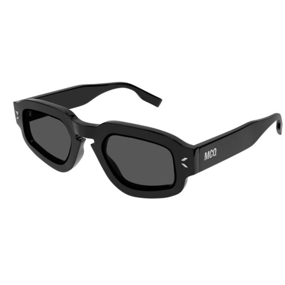 McQueen MQ0342S Rectangular Black Sunglasses With Bold Frame